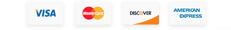 Visa, MasterCard, Discover, American Express